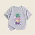 thumbnail image 3 of Beach Shirt for Little Children Boys Girls Big Kids Hello Pineapple Cartoon Print Tops Short Sleeve Black, 3 of 3