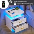 thumbnail image 3 of HNEBC Auto LED Nightstand with Wireless Charging Station & USB Ports,High Gloss Bedside Tables with 2 Drawers,Floating Nightstand with 3 Color & Adjustable Brightness Embedded LED Light Strip, 3 of 8