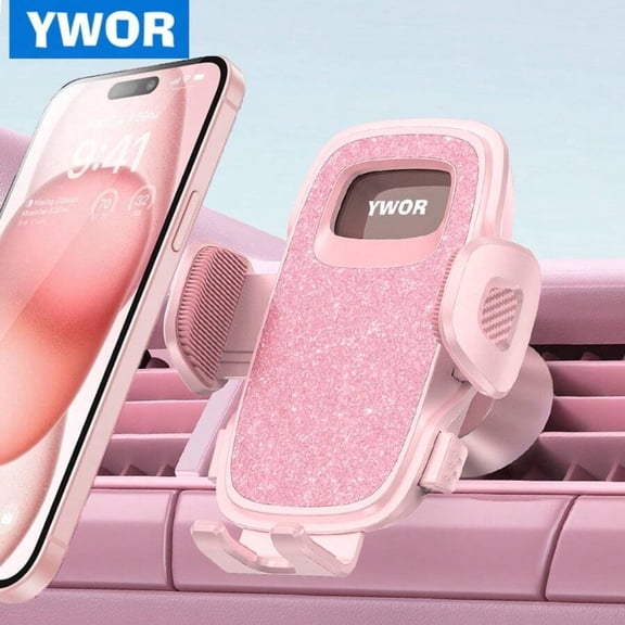Pink Car Phone Holder Vent [Big Phone Friendly Panel] Car Vent Phone Mount For Car Air Vent 360 °   Rotate Hands Free Cell Phone Holder For Car Vent Automobile Cradle