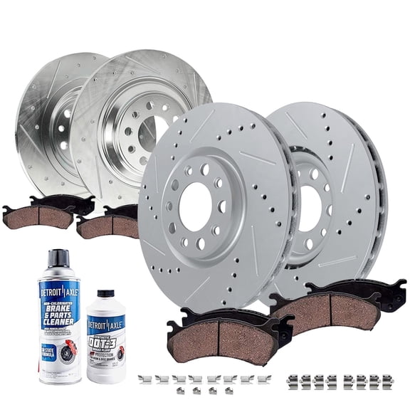 Detroit Axle - Brake Kit for Jeep Cherokee 2014 2015 [with Code BRG], Drilled and Slotted Brake Rotors Ceramic Brake Pads: 12.99" Front and 12.60" Rear Rotor