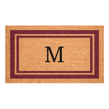 Burgundy Border Monogram Doormat (Letter M)