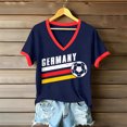 thumbnail image 1 of Women's Football Graphic T-Shirt, Women's V-Neck Short Sleeve Letter Print T-Shirt for Casual Summer for Soccer Tournament 2026 Navy Size: L, 1 of 5