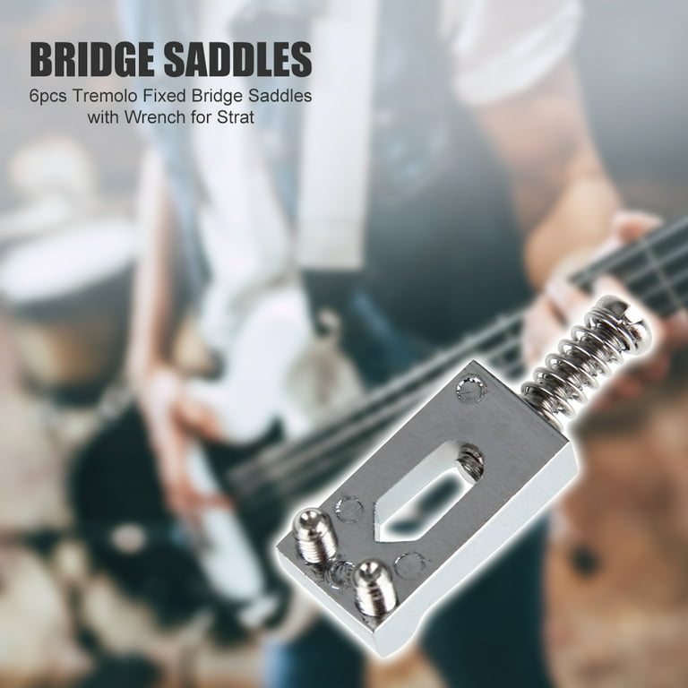6pcs Tremolo Fixed Bridge Saddles with Wrench for Strat Electric Guitar