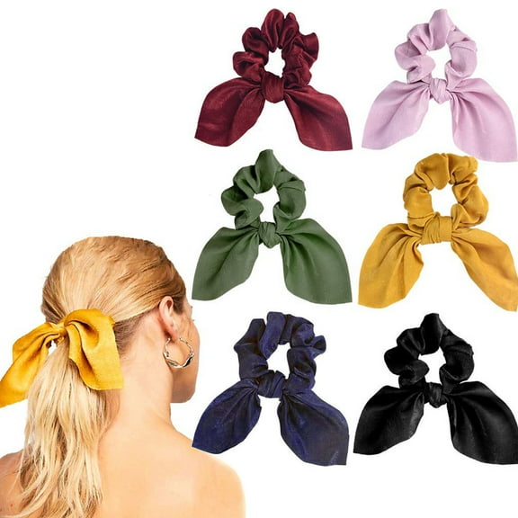 Phenofice 6Pcs Scarf Hair Tie for Women Ponytail Holders Simple Design Multiple Colors
