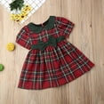 thumbnail image 4 of Bébé bébé Filles Noël Plaids Bowknot Princesse Robe à Manches Courtes Parti Robes de Noël, 4 of 8