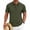A_ Army Green, variant on Men's Color Block Short Sleeve Button-Down Camp Collar Shirt with Pockets, Retro Style for Beach Trips Green XXXL