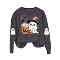 thumbnail image 4 of Jackets for Women Halloween Cute Ghost Printed Long Sleeved Round Neck Loose Fitting Sweatshirt,Womens Sweatshirts Dark Gray S, 4 of 6