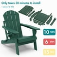 thumbnail image 2 of Hidpriva Outdoor Folding Adirondack Chair with Cup Holder, HDPE Weather Resistant Fire Pit Chair, Dark Green(Set of 2), 2 of 7