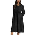 thumbnail image 2 of Homenesgenics Spring Dresses for Women 2026 Plus Size Trendy Ladies Fashion Women Long Sleeve Dress V-Neck Dress Solid Dresses Pocket Black L, 2 of 5