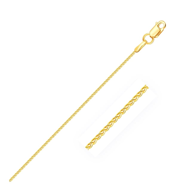 14k Yellow Gold Round Wheat Chain 1.0mm 16 in