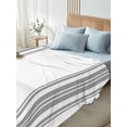 thumbnail image 4 of Grey Striped King Size Flat Sheet, Wrinkleproof & Fadeproof Cooling Flat Bed Sheet Only, Modern White Striped Abstract Art Aesthetics Breathable Soft Bedding Top Sheets 105 x 98 Inches, 4 of 8