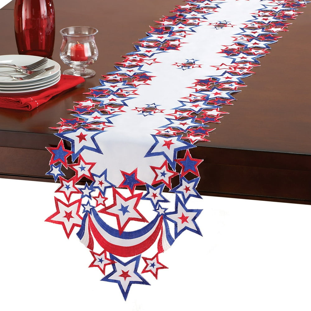 Collections Etc Patriotic Stars 4th of July Table Linens RUNNER