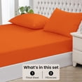 thumbnail image 3 of Fitted Sheet + Pillowcase Set 800 Thread Count 100% Egyptian Cotton 3-Piece ( 1-Fitted + 2-Pillowcase ) King Size (78" x 80") Inch 27-Inch Deep Pocket, All-Around Elastic Orange Stripe, 3 of 6