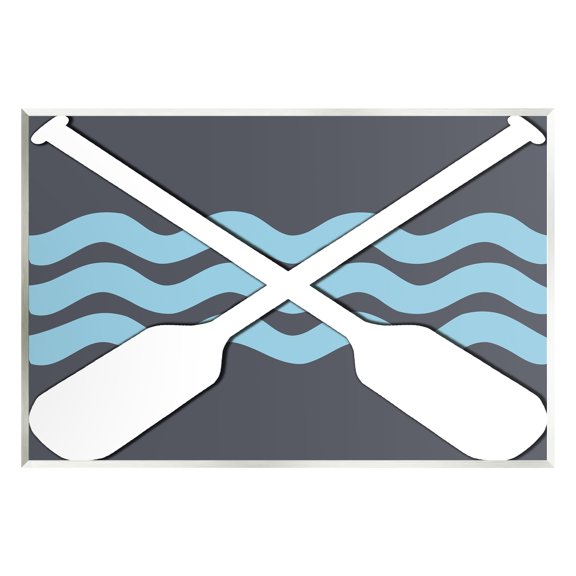 Stupell Crossed Boat Oars Sea Waves Landscape Painting Wall Plaque Unframed Art Print Wall Art