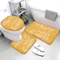 thumbnail image 3 of 3 Piece Home Sweet Home Bath Rug Sets Orange Yellow White Saying Quotes Housewarming Bath Mat Soft Non Slip Water Absorbent U-Shaped Contour Toilet Mat, Toilet Lid Cover, 3 of 6