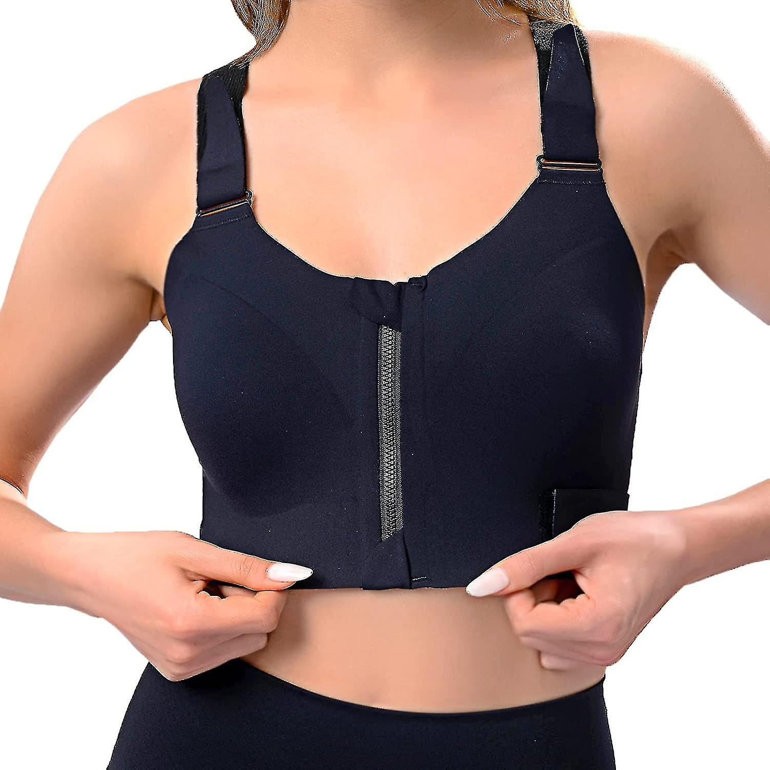 High impact zip front sports bra discount