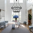 thumbnail image 4 of ACROMA  20-light Modern Farmhouse 40In Round Wagon Wheel Chandelier with UL Matte Black Weathered, Satin, Matte Adjustable Painted, 4 of 5