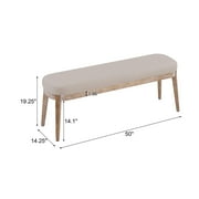 Eleanor Mid-century Upholstered Dining Bench, Entryway Bench with Solid Wood Frame, Beige