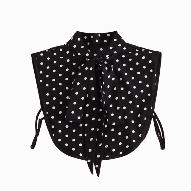 Blusa de gasa con lazo y cuello falso de lunarescuello de decoración superior (negro) Tmvgtek Para estrenar