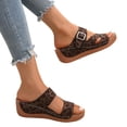 thumbnail image 1 of Womens Orthopedic Platform Slides Sandals 2025 Fashion Leopard Buckle Arch Support Wedge Dress Slip on, 1 of 8