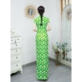 thumbnail image 2 of Women's Green Vintage Floral Qipao Dress - Bridal/Cheongsam Summer Maxi Evening Gown with Short Sleeves & Slit for Wedding Guest, Garden Party, Cultural Events & Formal Occasions, 2 of 8