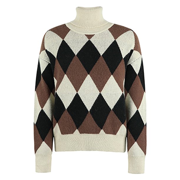 Gibobby Suéter de cuello alto mujer, Suéter de Punto Trenzado para Mujer 2023 con Cuello Alto y Manga Larga, Casual, Suelto, Grueso, para Exteriores(A,XG)
