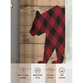 thumbnail image 6 of Red Check Bear Sheer Curtains 45 inches Long, Abstract Animal Silhouette Retro Wood Grain Light Filtering Sheer Window Curtains Rod Pocket Voile Drapes for Bedroom Living Room, 2 Panels 52"W x 45"L, 6 of 7