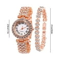 thumbnail image 3 of Roman Pattern Diamond Encrusted Women's Watch Small Dial Metal Strap Pointer Style Delicate Watch with Bracelet, 3 of 3