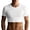 #01-White, variant on Men's Fitted Crop T-Shirt Cotton Blend Athletic Workout Top Solid Cropped Tee Short Sleeve Workout Hot Shirts Men