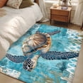 thumbnail image 4 of 3'x5' Area Rugs, Blue Green Coastal Indoor Outdoor Area Rug for Living Room Bedroom, Sea Turtle Ocean Retro Washable Bathroom Rugs Kitchen Floor Carpet Mats Home Decor Aesthetic, 4 of 8