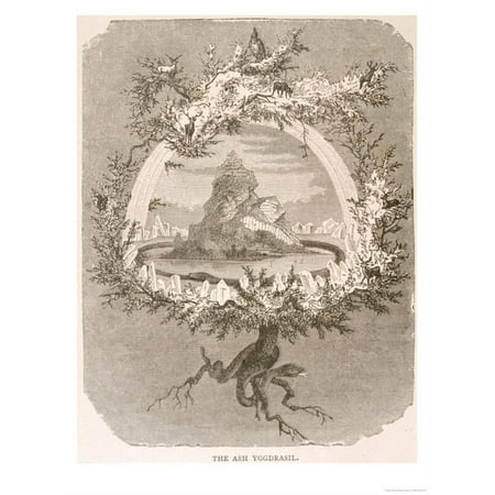 Wall Art Of Trees Yggdrasil the Sacred Ash the Tree of Life the Mundane Tree of Norse Mythology Print Wall Art ()