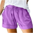 thumbnail image 5 of FAVIPT Summer Shorts for Women with Pockets Quick Dry Shorts Plus Size Loose Fit Shorts Drawstring Elastic Waist Shorts Running Athletic Gym Lounge Shorts Purple,XXXL, 5 of 7