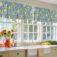 thumbnail image 4 of 2 Pack Lemon with Valance for Window Leaves Floral Pattern Blue Kitchen Valance Rod Pocket Short Curtain Topper Decorative Window Treatment for Living Room Bedroom 42"x12", 4 of 8
