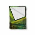 thumbnail image 2 of Aurora Borealis Soft Flannel Fleece Throw Blanket, Pale Weather over the Hills Waterfall Creek Nature Landscape, Cozy Plush for Indoor and Outdoor Use, 70" x 90", Fern and Olive Green, by Ambesonne, 2 of 6