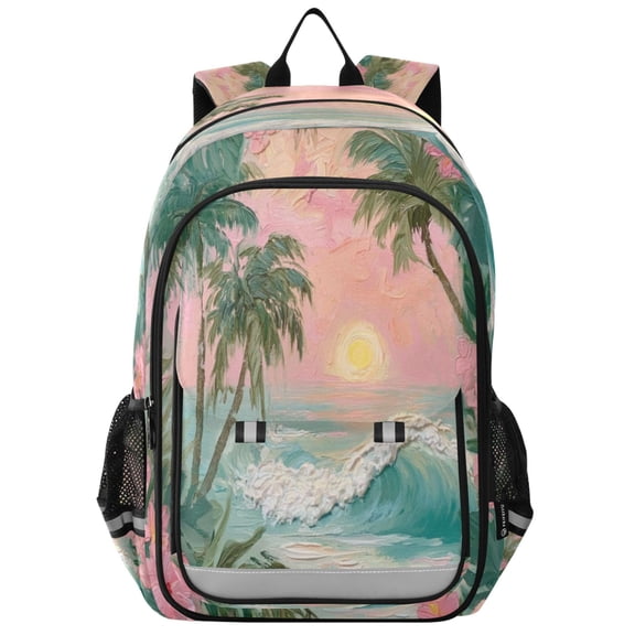 School Backpack for Teens 17L Lightweight Bookbag with Reflective Strips Sunset by The Sea