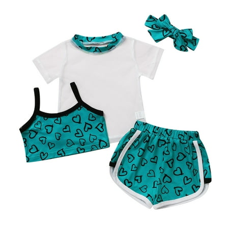 

Baby Girls Clothes Baby Essentials Toddler Baby Girls Short Sleeve Tops Hearts Printed Vest+Shorts Sports Outfits on Clearance