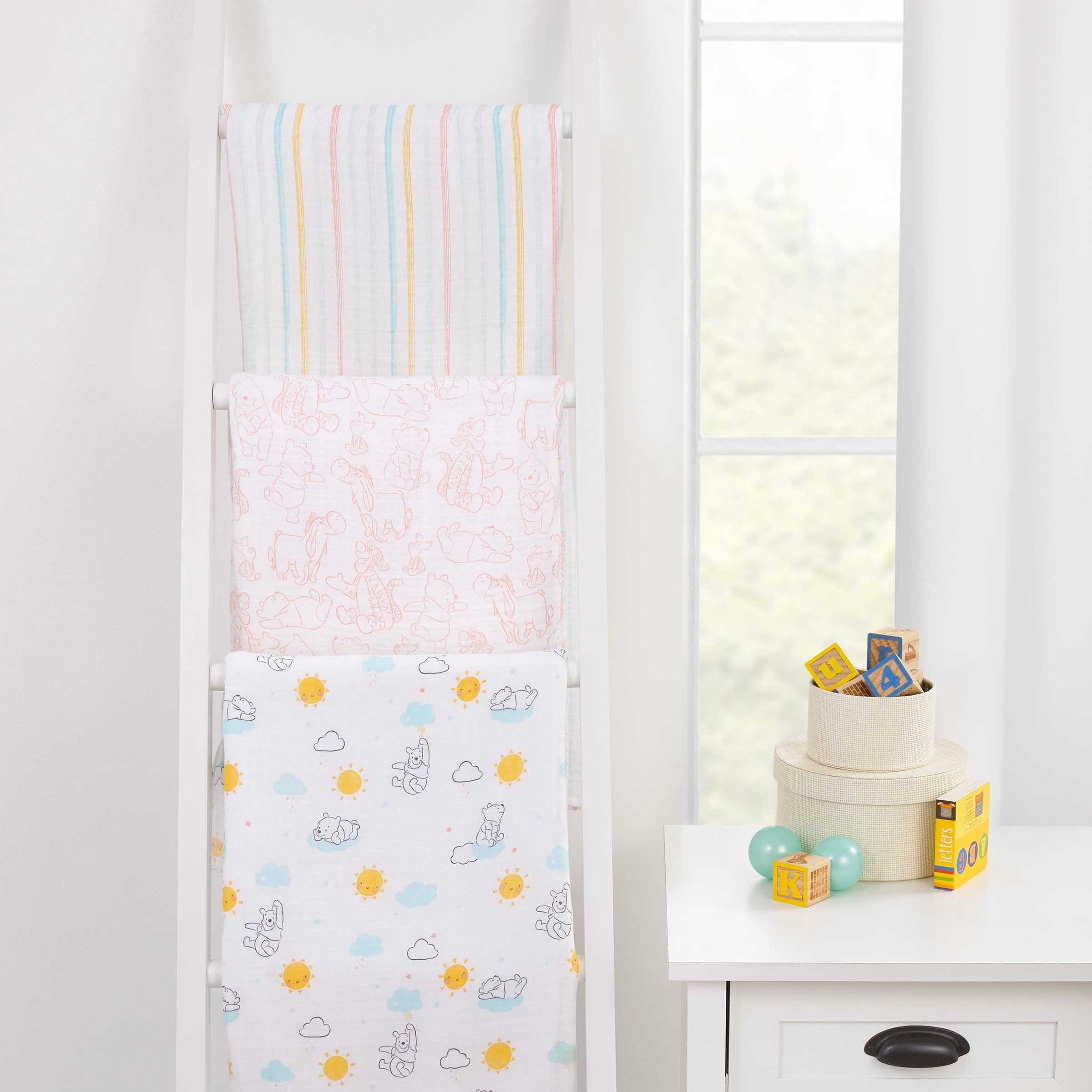 Disney Winnie the Pooh 3 Piece Muslin Swaddle Baby Blankets