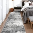 thumbnail image 2 of Washable 12ft Kitchen Area Rug: Abstract Entryway Rug Runner Soft Bedroom Besides Floor Mat Non-slip Indoor Carpet For Bathroom Living Room Stain Resistant Family(2'6x12 Black/grey), 2 of 8