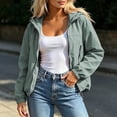 thumbnail image 3 of Husipze Women's Lightweight Full Zip Cropped Jacket Outdoor Long Sleeve Sun Protection Solid Color Hooded Hiking Jacket Windbreaker Army Green XXXL, 3 of 7