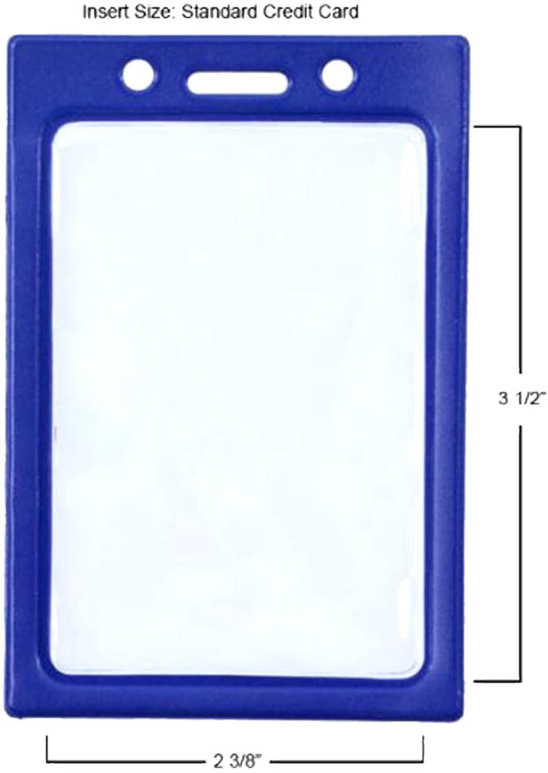 Vertical Color-Frame Badge Holder - Clear Vinyl Window Protector with Color Border for Single Credit Card Size Key Cards and Badges by Specialist ID (Blue)