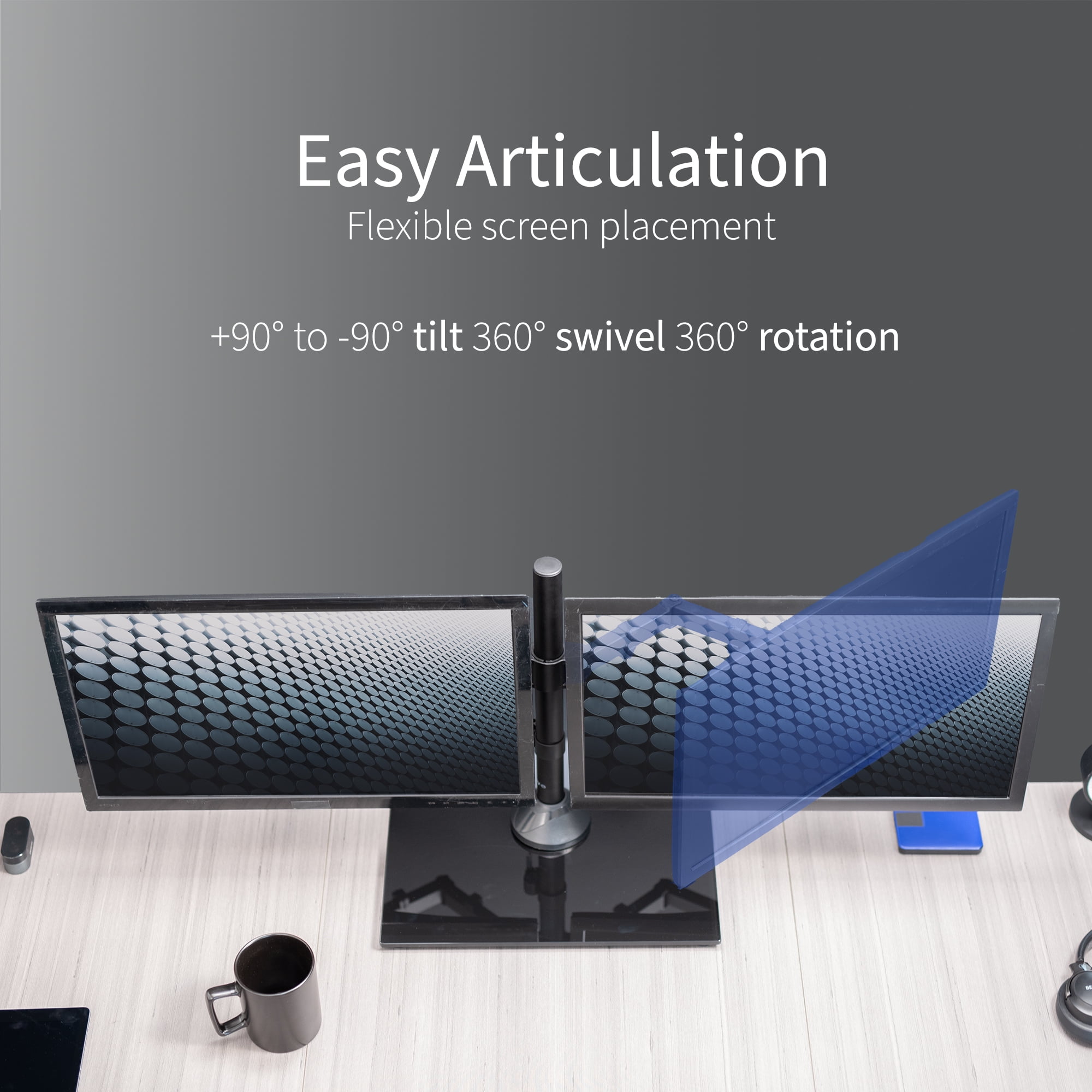 VIVO Dual Monitor Mount w/ Glass Base Stand for 2 Computer Screens up to 32"