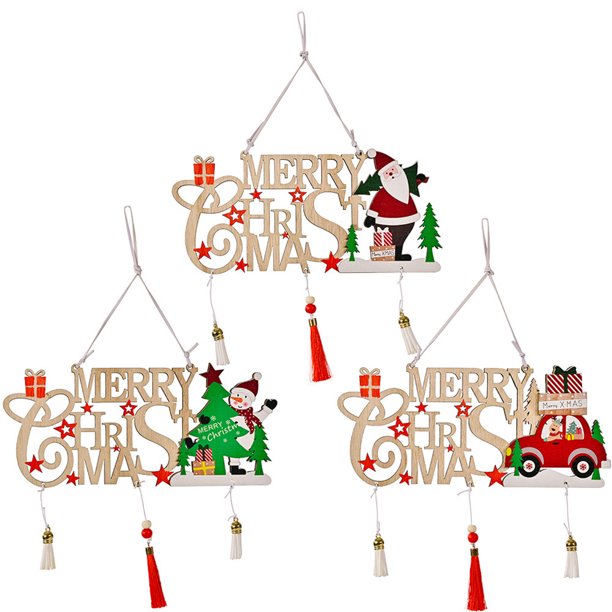 Decoración Navideña Borla Hueca De Madera Letra Vacaciones Colgante Colgante Para Árbol De Navidad Escritorios Chimeneas 3 Uds Noticed HA038367-00