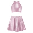 thumbnail image 3 of Doomiva Kids Cheer Outfit Hip Hop Dance Sets Shiny Skirt And Top Set for Cheerleading Competitions Performance Pink 6-10, 3 of 5