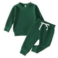 thumbnail image 1 of Hfolob Girls Outfit Toddler Girls Boys Winter Long Sleeve Ribbed Solid Color Tops Pants 2Pcs Outfits Clothes Set, 1 of 4