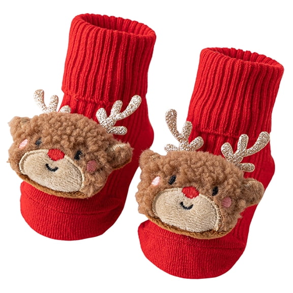 newwalpole Baby Christmas Booties Newborn Girl Boy Cozy Sock Shoes Infant Toddler Warm Knit Booties Coffee for Size 0-3 Months