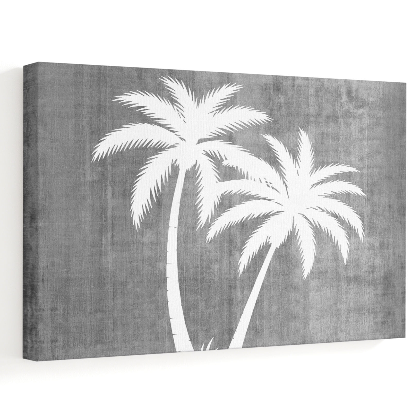 Gray Palm Tree Canvas Wall Art 10 x 8 Summer Tropical Vintage Beach Country Tree Leaf Frame Picture Prints Ready to Hang Waterproof Artwork Decor for Bathroom Kitchen Small Wall Spaces