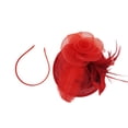 thumbnail image 2 of Qiopertar Vintage Fascinator Hat, Flower Mesh Ribbons Feathers Headband Clip, Tea Party Bridal Cocktail Headwear for Women Girls, Red, 2 of 6