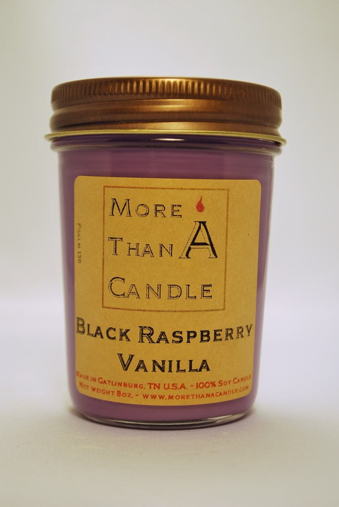 More Than A Candle BRV8J 8 oz Jelly Jar Soy Candle, Black Raspberry
