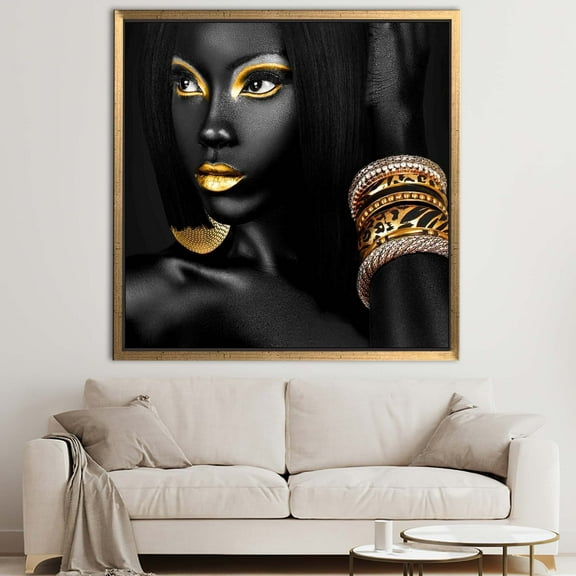 Girl Canvas, African Art, Abstract Art Canvas, Woman Printed Canvas, Black Woman Art Canvas, Gold Printed, Gold Make up Canvas Art, Canvas Wall Decor - Rolled Canvas