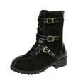 thumbnail image 2 of Miluxas Mid Calf Boots for Women Block Heel Combat Boots Black 8.5(41), 2 of 9